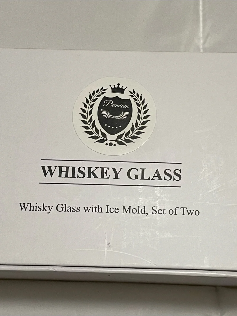 Premium Kollea Whiskey Glasses with Ice Mold - White Set of Two